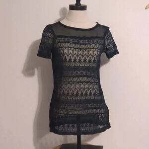 Zara‎ Basic black lace top size XS